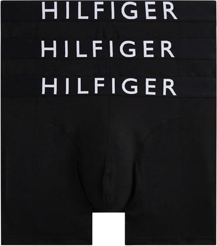 Image of Tommy Hilfiger Men’s 3 Pack Boxer Briefs with Logo Waistband, Black (Black/Black/Black), S