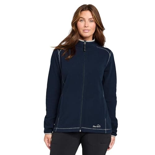 Image of Peter Storm Women's Bracken Full Zip Fleece Jacket made with 160gm 100% Recycled Polyester, Lightweight, Warm, Soft & Comfortable Midlayer (UK, Numeric, 16, Regular, Regular, Navy)