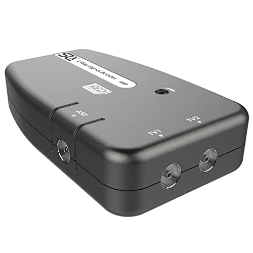 Image of SLx TV Signal Booster Aerial Amplifier, 2 Way Signal Distribution Amplifier with Coax Connections, 4G & 5G Filtering, Indoor TV Aerial, HD & 4K TV/FM/DAB & Freeview, Variable Gain Control