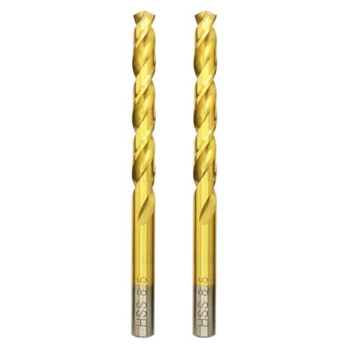 Image of Hilpaty HSS-TiN Drill Bit 8.5mm x117mm x 2pcs Titanium Coated Twist Drill Bits for Metal, Stainless Steel, Non Ferrous, Cast Iron, Wood