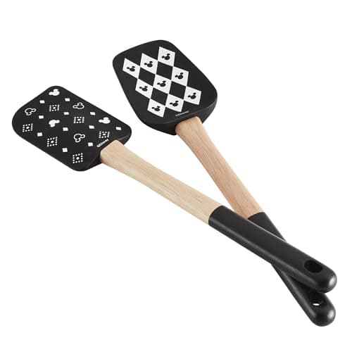 Image of Prestige Disney Monochrome Mickey Mouse Silicone Spatula Set - Spatula & Silicone Kitchen Utensil Set of 2, 30cm, Black & White