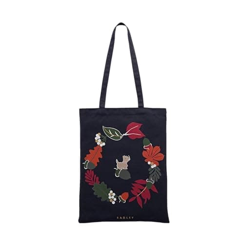 Image of RADLEY London Womens Acorntopia Medium Recycled Fabric Canvas Tote Shopper Bag in Ink