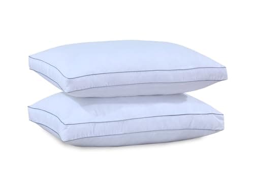Image of Premium Egyptian Cotton Box Pillows 2 Pack – Luxury White Hotel Quality Firm Bed Pillows for Side Sleepers, Hypoallergenic Down Alternative Filling, Breathable Support for Back and Neck