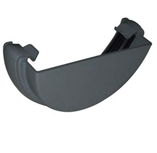 Image of FLOPLAST 112mm Half Round Gutter External Stop End - Grey - Pack of 2