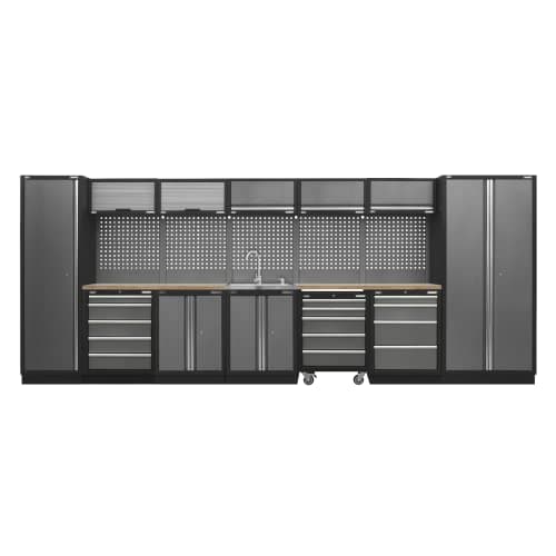 Image of Sealey APMSSTACK17W Superline Pro 4.9m Storage System - Wood Worktop