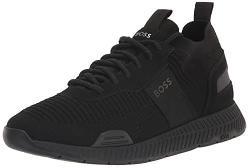 Image of BOSS Men's Mesh Mix Running Sneakers, Black Oil, 6 UK