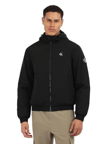 Image of Calvin Klein Jeans Men's Padded Hooded Transitional Jacket, Black (Ck Black), XXL