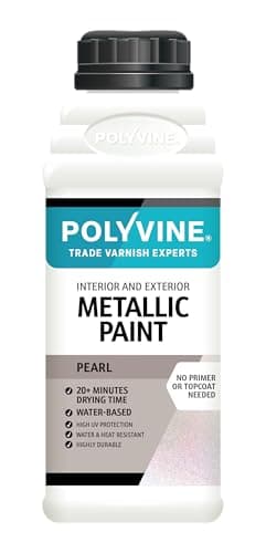 Image of Polyvine Metallic Paint – Acrylic Metallic Heat Resistant Paint No Primer or Topcoat Needed - Water & UV Resistant Decorative Paint for Ceramics, Furniture, Ornaments, Interior Walls, Metalwork & More