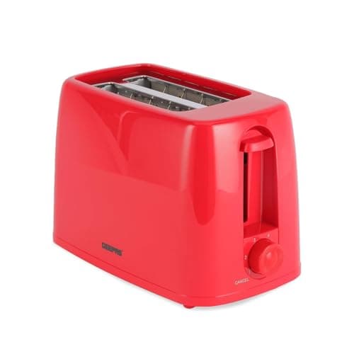 Image of GEEPAS 2 Slice Toaster | 6 Browning Levels with Cancel Function | For Thin Small Bread Slice, Removable Crumb Tray Cool Touch Housing High Lift | Space-Saving Design | 1 Yr Warranty 650W Red