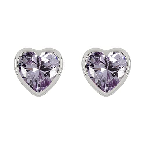 Image of RADLEY Ladies Silver Light Amethyst Heart Stud Earrings One Size RYJ1215