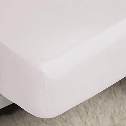 Image of Belledorm Easycare Polycotton Percale 200 Thread Count 11 Inch Deep Fitted Sheet, Powder Pink, Single