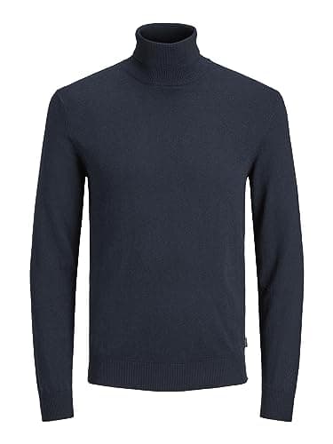 Image of Jack & Jones NOS Men's Jjeemil Knit Roll Neck Noos Turtleneck, Blue (Navy Blazer Navy Blazer), Medium