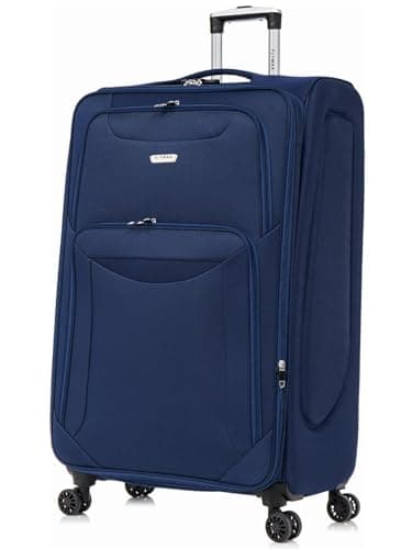 Image of FLYMAX 24" Medium Super Lightweight 4 Wheel Suitcase Luggage Expandable with Wheels Navy