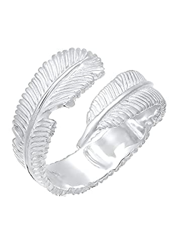 Image of Elli Women's 925 Sterling Silver Adjustable Feather Wrap Ring, Size Normal
