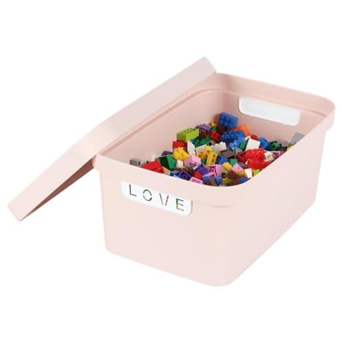 Image of Jolie Max Plastic Storage Box with Lid, Stackable & Space-Saving 7.5L, Solid Matte Colour, Decorative Design, Durable Organizer for Home, Office, Bedroom, Kitchen – 31.5 x 21.5 x 14.5 cm (PINK)