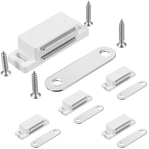 Image of 5 Packs Magnetic Door Catch Cabinet Sturdy White Door Magnetic Catch for Cabinet Closet Doors Strong Magnet Catches for Doors Wardrobe Drawers and Shutters