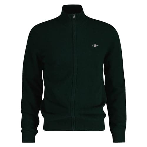 Image of GANT Men's Extrafine Lambswool Zip Cardigan Sweater, Tartan Green, L