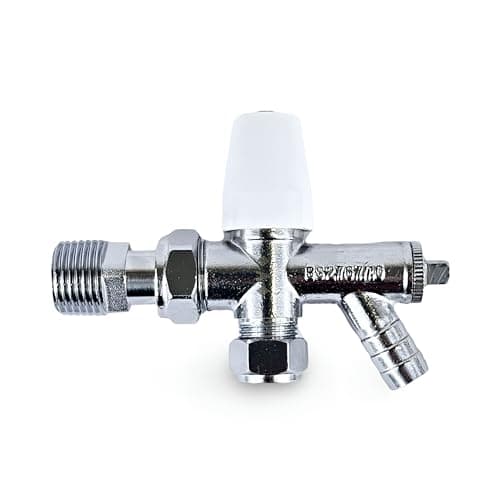 Image of Wärmer System 8-10mm Angled Radiator Valve, Lockshield Angled Radiator Valve with Drain Off (Lockshield Radiator Valve)
