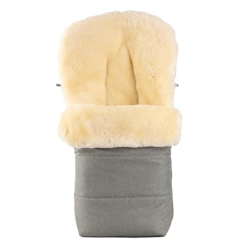 Image of Merauno Baby Lamb Wool Foot Muff Pram Wool Bag Cuddly Buggy Pram Foot Muff Made of Wool Wind and Waterproof Universal 90 x 50 cm (Green)