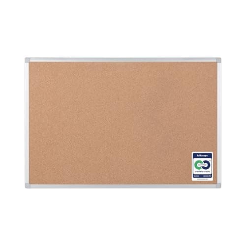 Image of Bi-Office Earth Cork Notice Board, 90 x 60 cm, Aluminium Maya Frame,brown