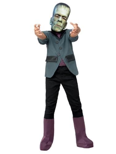 Image of Smiffys Universal Monsters Frankenstein Costume, Childrens Jacket, Boot Covers & EVA Mask, Official License Outfit with Elastic Strap Mask & Boot Covers, Perfect for Halloween and Themed Parties