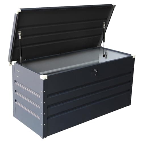 Image of CHARLES BENTLEY Metal Storage Chest, Lock & Key, Waterproof Seal, Hydraulic Lid, Safety Lock System, Weatherproof, Rust Resistant, Zinc Steel Board, Outdoor, Garden, Storage Box, 500L (132x62x61cm)