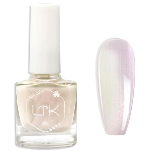 Image of Pearl Nail Polish - White Nail Varnish Iridescent Shimmer Quick Drying & Long Lasting No Need Baking & Easy to Apply for Women