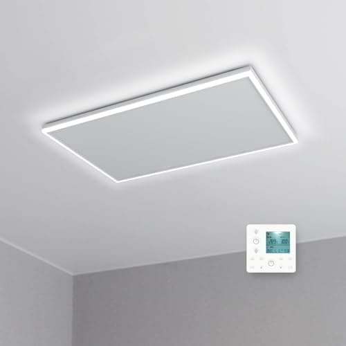 Image of byecold 700W Infrared Panel Heater Built-in Thermostat, LED Light Ceiling Mounted Remote Control with Timer, Energy Efficient Far Infrared Heater Panel Heating Radiators