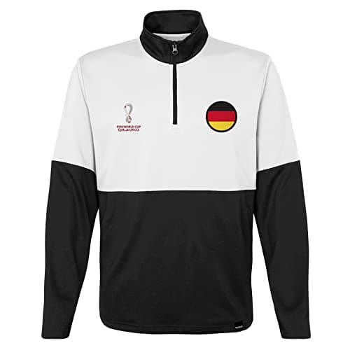 Image of Official FIFA World Cup 2022 Quarter Zip Pull Over, Men's, Germany, Small White/Black