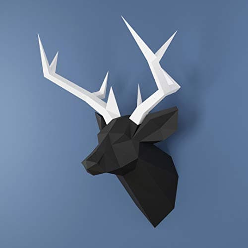 Image of Yona DIY Deer Head Papercraft kit, Abstract Low Poly Animal DIY Kits, Home Decor, 3D Puzzle, Kids Crafts Kits, Gift, Origami 3D, Paper Sculpture, Papercraft Set for Adults wall Mount Antler Decor