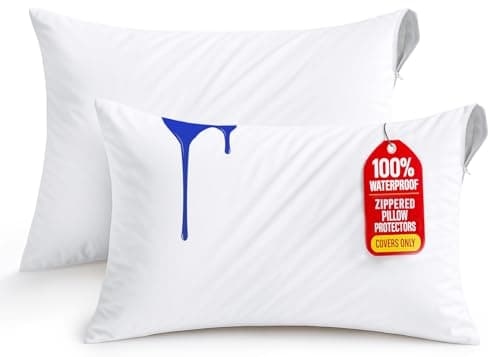 Image of Utopia Bedding Waterproof Pillowcase with Zipper Pillow Cover, Oeko-TEX Certified Pillowcase (White, 50 x 75 | 2 pcs)
