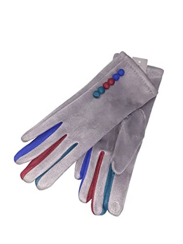 Image of Vera Tucci 'Margot' Ladies' Gloves Suede Feel Touch Screen Multi Coloured Fingers G05 - LIGHT GREY, SMALL
