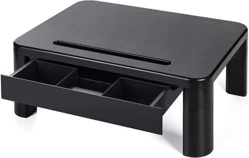 Image of LORYERGO Monitor Stand for Desk - Height Adjustable With Drawer, Computer Riser With Cellphone Holder, Small Printer Stand for Home & Office