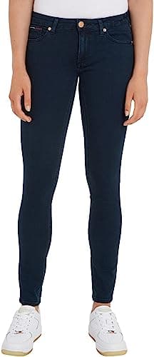 Image of Tommy Jeans Women's Sophie Lr Skny Avdbs Denim Pants, Avenue Dark Blue Stretch, 31W / 32L
