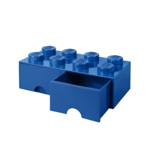 Image of LEGO Brick with 8 Knobs and 2 Drawers BLUE - Storage Box for LEGO, Toys, Desk Drawers, and Office Supplies, Stackable Storage Box, Home Decoration