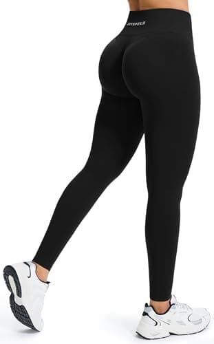 Image of JOYSPELS Seamless Gym Leggings for Women Workout Running Sports Bums Lifting Activewear Leggings High Waist Womens Yoga Pants UK Black XS