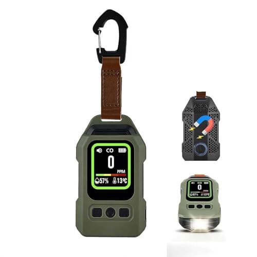 Image of Portable Carbon Monoxide Detector for Travel, Professional 3-in-1 Square CO Monoxide Monitor with Magnetic Back, Audible and Visual Alarm Rechargeable Backlit LCD Screen for Home Car Camping Tent