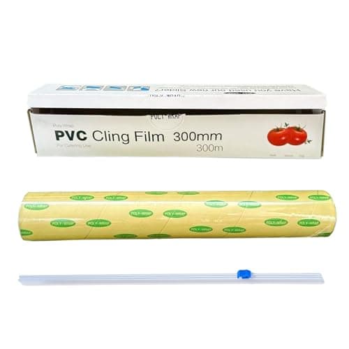 Image of Tezraftaar® 2 x PVC Cling Film 300mm x 300m 12" Clear Catering Kitchen Cling Film Food Wrap Roll with Sharp Cutting Edge for Keep Food Fresh Long Time
