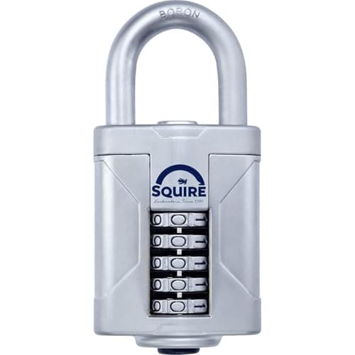 Image of Squire Heavy Duty Padlock (Vulcan Combi 60) - Toughest Open Shackle - 5 Wheel Vulcan Padlock - Steel Cast Alloy for Corrosion Resistance - Weatherproof Lock for Home, School & Shed (Blue, 60 mm)