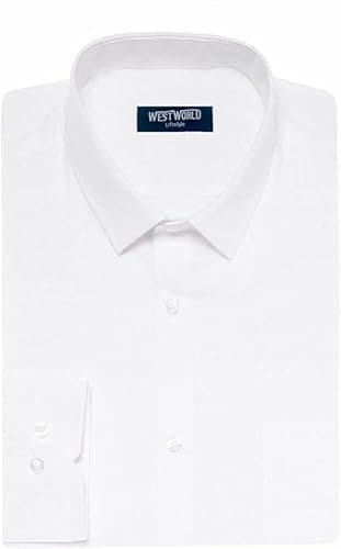 Image of Men's Formal Long Sleeve Regular fit White Shirt | Collar Size 14.5-19 (UK, Neck, 16, 16, Regular, White)