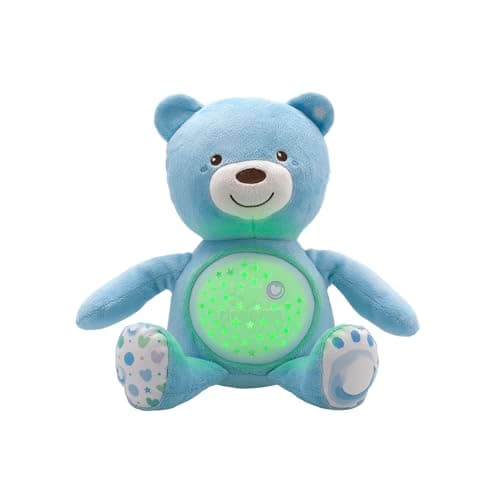 Image of Chicco First Dreams Teddy Bear with Night Light, Blue | Projects Stars, Lighting Effects, Relaxing Music, Calming for Baby