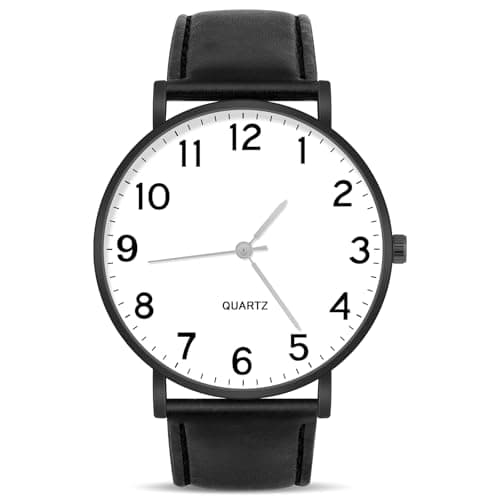 Image of OFFCUP Mens Watches, 39MM Men's Chronograph Watch, Leather Watches Mineral Glass Quartz Watch, Business Casual Fashion Gents Watch, Men's Wrist Watches Gift for Men Wear and Scratch Resistant Black