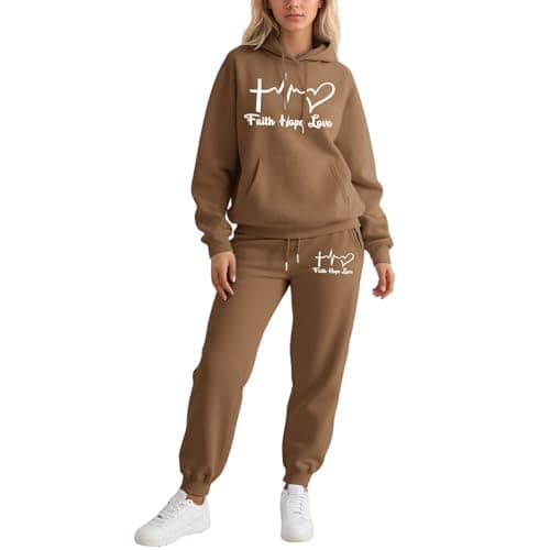 Image of Eauptffy Jogging Suit Women's Set 2-Piece Tracksuit Autumn Winter Warm Sports Suit Leisure Y2K Hip Hop Jogging Suit Outdoor Leisure Suit Jogging Trousers Hoodie Tracksuit, O coffee., M