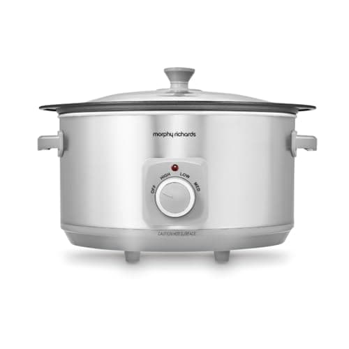 Image of Morphy Richards 6.5L Sear and Stew Slow Cooker, Dishwasher Proof Non Stick Aluminum Pot, 3 Cooking Settings, One-pot Solution, Brushed Stainless Steel, 461014