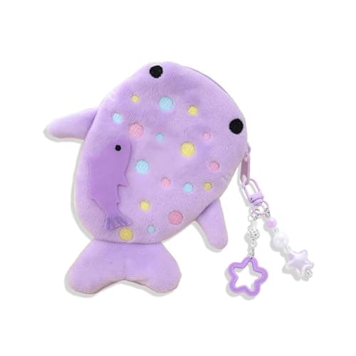 Image of Hoheng Plush Keychain Cute Bag Charms Whale Shark Coin Purse Kawaii Plush Change Purse Handmade Key Chain