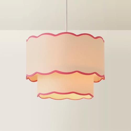 Image of ValueLights | Sloane 2 Tier Pink Colour Clash Scallop Ceiling Lamp Shade | Shades, Home Décor & Improvement Essential