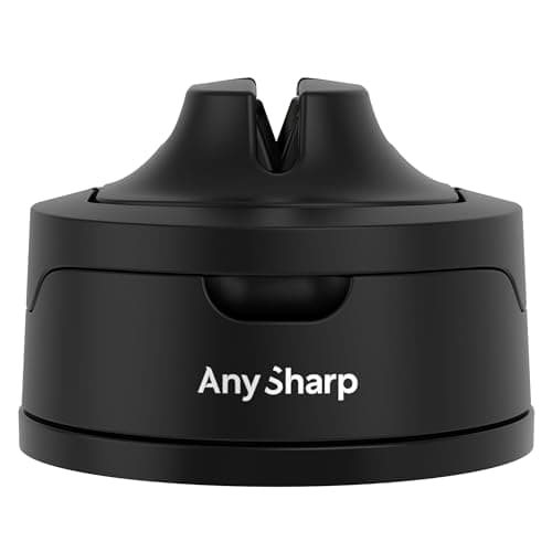 Image of AnySharp Evo Knife Sharpener, Hands-Free Safety, PowerGrip Suction, Safely Sharpens All Kitchen Knives, Ideal for Hardened Steel & Serrated, World's Best, Compact, One Size, Black
