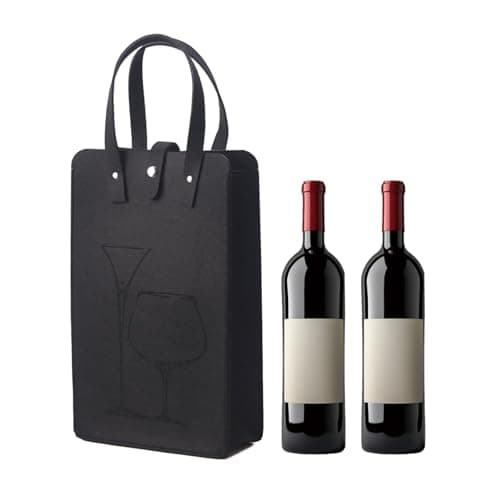 Image of Felt Wine Bottle Gift Bag with Handles Wine Tote Bag 1Pcs Champagne Bottle Felt Gift Storage Bag Reusable Wine Travel Bag Leakproof Wine Holder Bag for Christmas Birthday Party Gift (Black)