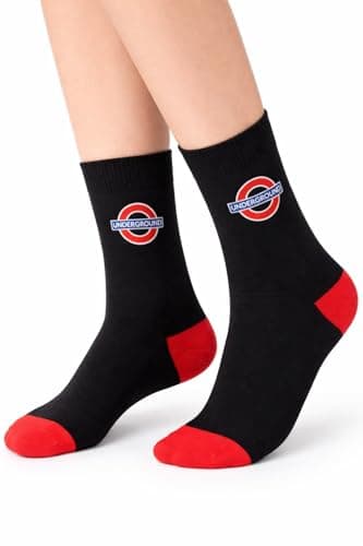 Image of Ladies Crew Socks Size 4-7 | Official TFL Licensed London Underground Streetwear | British UK Souvenir Gift (Red)