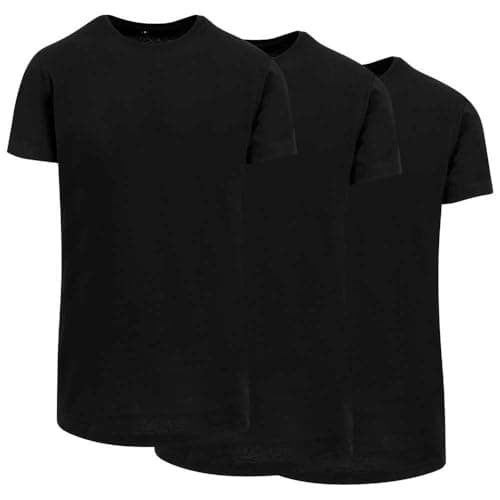 Image of Build Your Brand Men's Shaped Long Tee 3-pack T Shirt, Black, XL UK